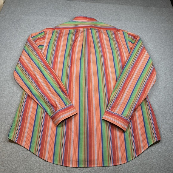 Vintage RL Golf Striped Button-Down Shirt Men's XXL 100% Cotton Orange/Green - Picture 6 of 7